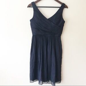 🦋 J CREW 6P Lined Silk V-Neck Navy Cocktail Dress